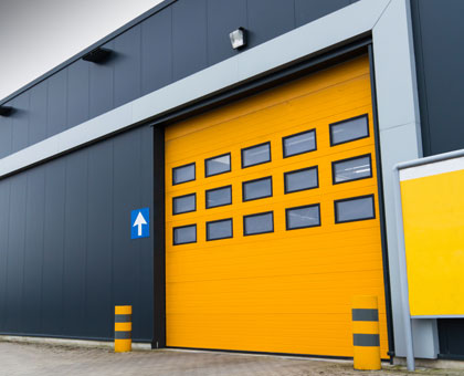 A Yellow Color Garage Door